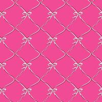 Seamless pink pattern with elegant bows and diamond shapes vector