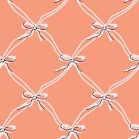 Seamless pattern of pink ribbons on coral background vector