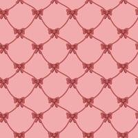 Seamless pink and red bow pattern with geometric design vector