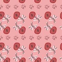 Playful cherry blossom and seed pattern in red and pink palette vector