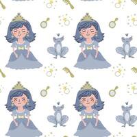 Princess and fantasy creature pattern design for childrens textiles and crafts vector