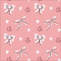 Pink pattern with bows, hearts, and dots vector