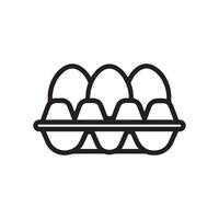 A simple, line-drawn illustration of a carton filled with eggs, showcasing a variety of egg shapes and sizes inside. vector
