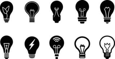 A Set of Light Bulb Icon Line Art Illustration on White Background. vector