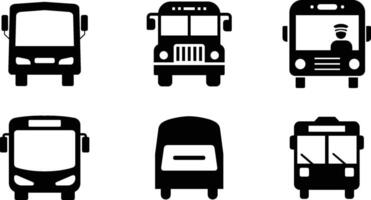 Front View Bus Icon in Silhouette on a White Background. vector