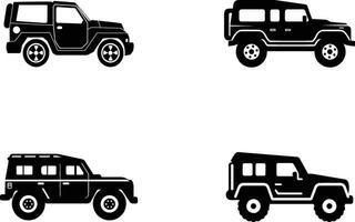 A Collection of Side View Auto Vehicle Icon Illustration on White Background. vector