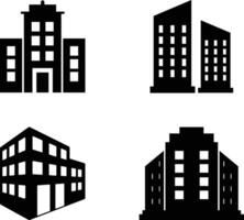 Set of Real Estate Building Icon Silhouette Illustration with white Background. vector