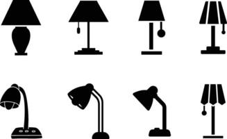 Collection of Various Modern Table Lamp Icon Illustration. vector