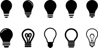 A Set of Light Bulb Icon Line Art Illustration in White Background. vector