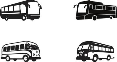 Passenger Bus Icon Set Illustration on a White Background. vector