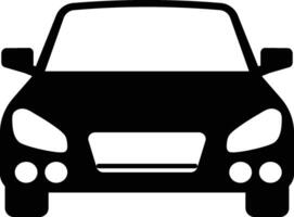 Simple Front View Car Icon Silhouette Illustration on White Background. vector