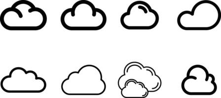 Collection of Clouds Sky Outline Art Icon Illustration vector