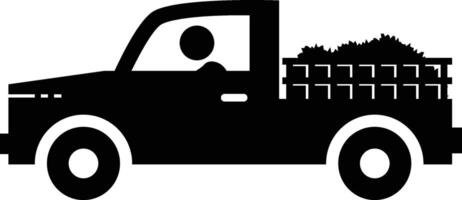 Simple Pickup Truck Side View Icon Illustration with White Background. vector