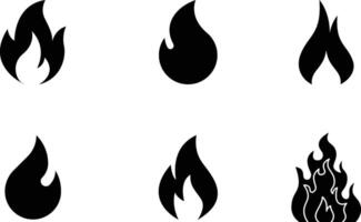 A Set of Fire Flame Icon Illustration in white Background. vector