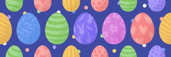 Happy easter seamless pattern. Horizontal Easter seamless pattern with eggs beautiful background. Suitable for Easter cards, banner, textiles, wallpapers. illustration bg vector