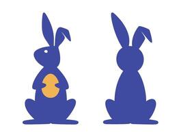 bunny silhouette set. happy easter rabbit icon isolated on white background vector
