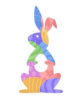 Easter bunny. bunny or rabbit silhouette with easter textured eggs inside icon isolated on white background vector