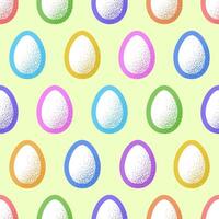 A pattern of colored eggs on a green background vector