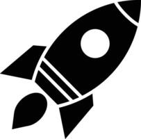 Simple Space Rocket Icon Silhouette Illustration on White Background. vector