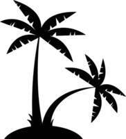 Palm Tree Icon Silhouette Illustration on White Background. vector