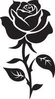 A Simple Rose with Leaves Illustration with white Background. vector