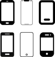 A Set of Mobile Phone Icon Line Art Illustration on White Background. vector