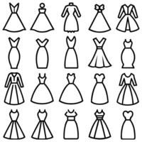 A collection of dresses and dresses line art design on a white background vector