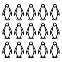 a group of penguins are shown in a line vector