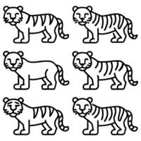 a set of six tigers in different poses vector