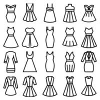 a set of different dresses and dresses line art design vector