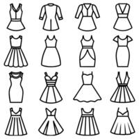 a set of different dresses and skirts design vector