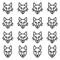 a set of wolf heads in different shapes vector