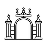 an illustration of a gate with a crown on top vector