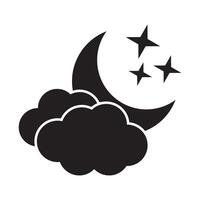 Bedtime icon. Moon with clouds and stars icon. Night icon. vector