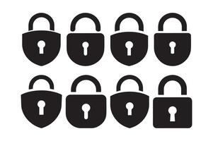 Secure Padlock Icons Black Lock Symbols for Privacy and Protection vector