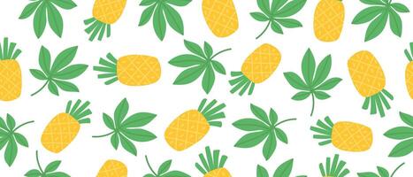 Bright creative pattern with pineapples, seamless tropical background. vector