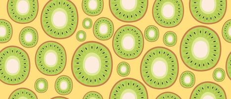 Bright creative pattern with kiwi, seamless tropical background. vector