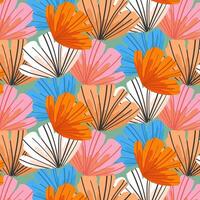 Hand drawn floral seamless pattern in creative style with abstract flowers. vector