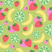 Seamless pattern of summer fruits and berries. vector