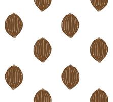 Seamless pattern of colored hand drawn doodle sketch coconut isolated on white background vector