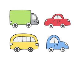 Set bundle of hand drawn doodle sketch car vector