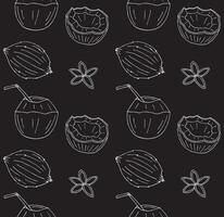 Seamless pattern of hand drawn doodle sketch different coconut vector