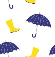 Seamless pattern of hand drawn doodle sketch gumboots and umbrella isolated on white background vector