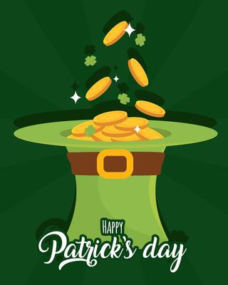 Leprechaun hat full of golden coins.