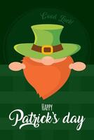 Leprechaun character with green tall hat. vector