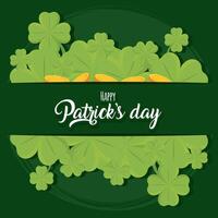 Shamrock clovers with golden coins border. vector