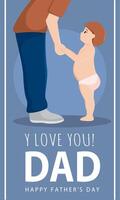 Happy father day poster with father and kid characters vector