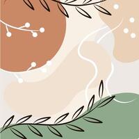 Delicate branches with leaves and abstract flow vector