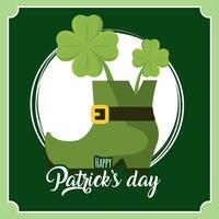 Leprechaun boot with clovers. vector