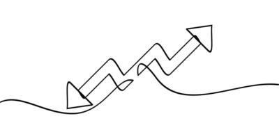 continuous line drawing of double zigzag arrow symbol. abstract line art illustration vector